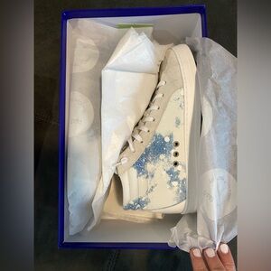 P448 Skater High-Top white and Blue Sneakers NEW 6.5-7